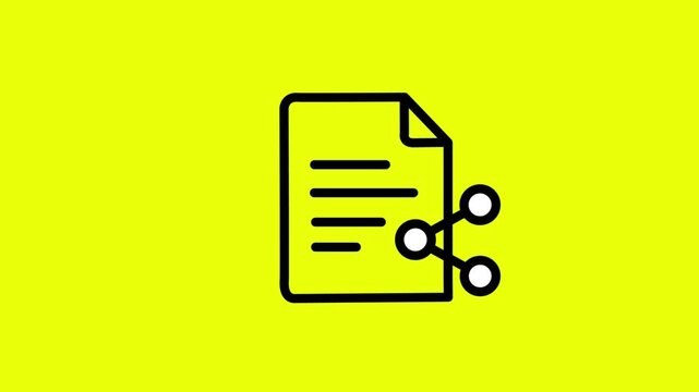 Document sharing icon vector art on vibrant yellow background