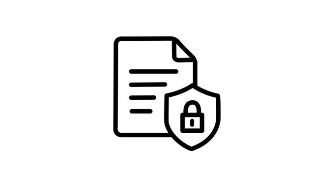Secure document icon vector with lock shield