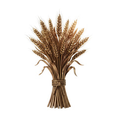 Fototapeta premium A bundle of golden wheat stalks tied together isolated on transparent background