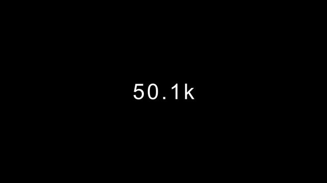 Number counter animation from 0 to 100000 numbers on a black background, Animated counting Numbers from zero to one hundred thousand with alpha channel, Counting number 4k motion animation