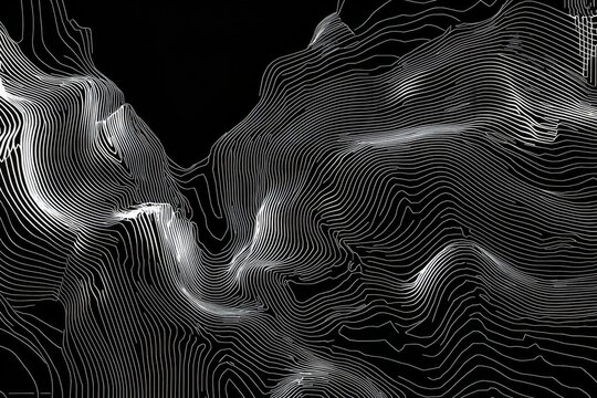 Elegant black and white patterns of a geographical representation.