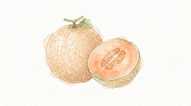 Fresh cantaloupe melon illustration