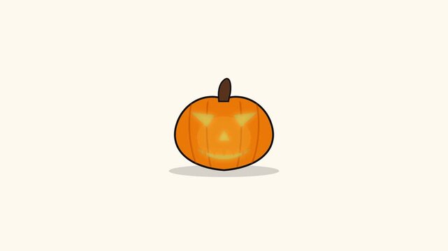 A simple flat vector illustration of a glowing carved Halloween pumpkin isolated on a light background.