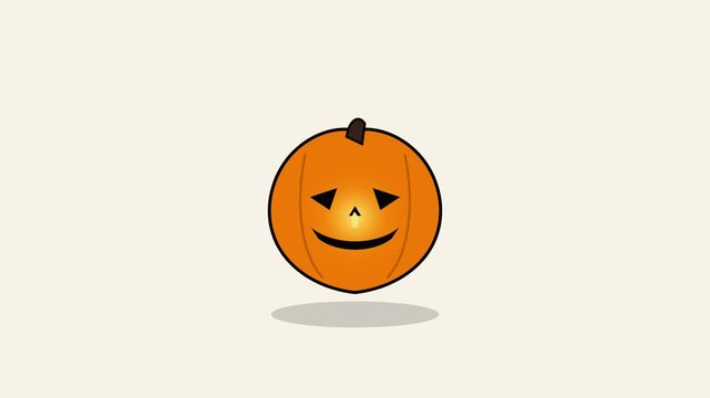 Minimalist illustration of a cute smiling jack o lantern pumpkin for Halloween.