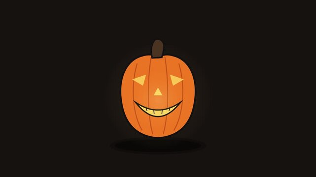 A simple flat vector illustration of a smiling jack o lantern pumpkin for Halloween.