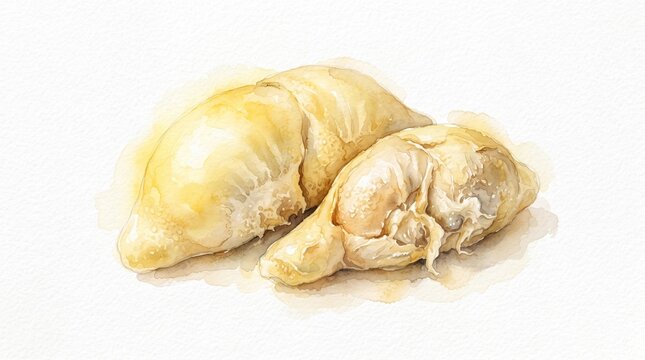 Watercolor durian flesh fruit illustration
