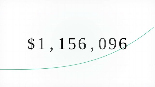 Minimalist financial dashboard with a rising green line and million dollar figure, concept for an income tracker, suitable for business presentations and personal finance apps