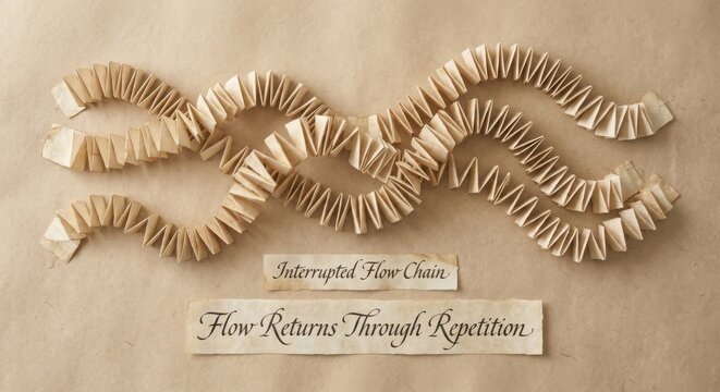 Interrupted Flow Chain of Folded Parchment Strips with Inspirational Quote