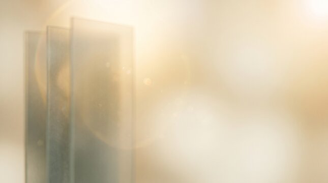 Close up of a modern silver metal refrigerator door handle in a bright contemporary kitchen setting