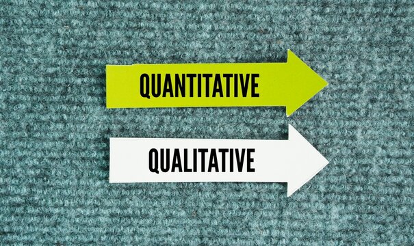 Arrow with the words quantitative and qualitative. two fundamental approaches to research and data analysis