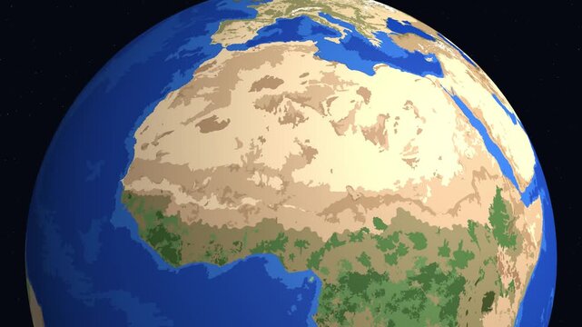 A captivating motion graphic journey around the earth, zooming in to reveal Cuba and its neighboring countries on a detailed map, perfect for educational and travel-related footage.