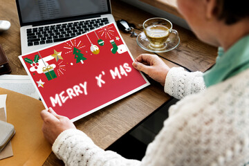 Naklejka premium Merry X'mas Christmas Celebration Concept
