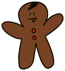 Obraz premium Cute hand drawn gingerbread man Christmas illustration