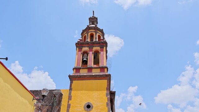 San Juan Bautista Church Bell Tower Cantera Facade San Juan del Rio Mexico