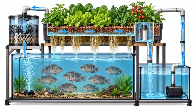 Aquaponics system with fish
