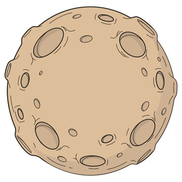 Cartoon illustration of an asteroid or moon with craters isolated