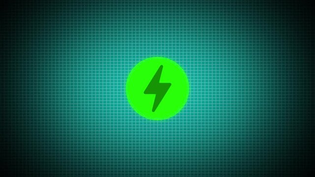 Futuristic Green Circle Lightning Icon Animation, Minimalist Lightning Bolt Logo Design.