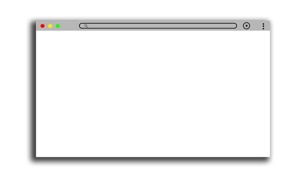 Simple Empty Internet Browser Window with Blank White Screen Mockup Transparent Background