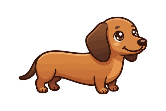 Cute Dachshund Dog Cartoon Vector Illustration