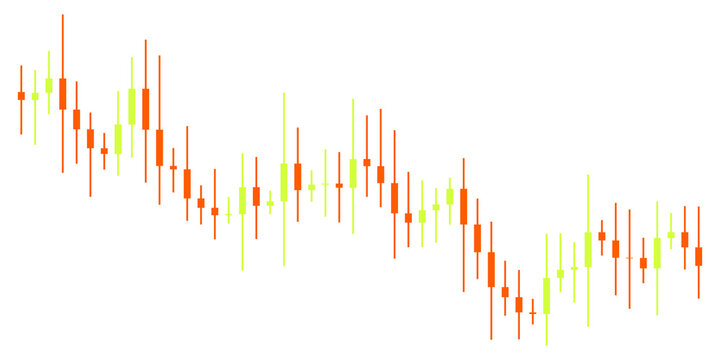 Orange and yellow financial candlestick chart for market volatility isolated on transparent background design