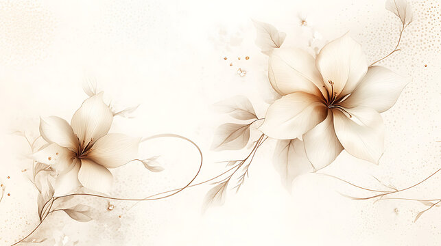 Elegant floral arrangement featuring delicate blossoms and graceful swirling vines.