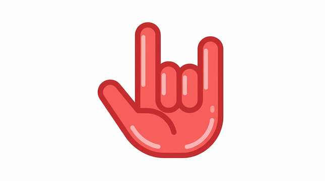 Red hand making i love you sign language symbol icon