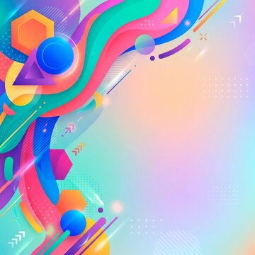 Abstract colorful flowing shapes and spheres create a vibrant and dynamic background design
