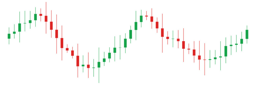 Organic market price consolidation pattern candlestick chart isolated on transparent background for technical analysis