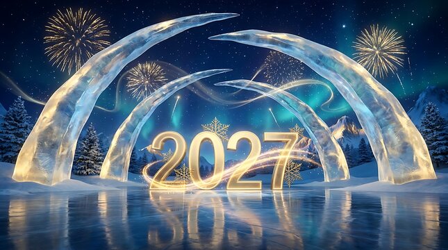 A spectacular new year's celebration welcoming 2027 with dazzling lights and hopeful anticipation