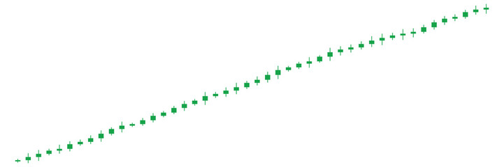 Low volume steady upward drift candlestick chart isolated on transparent background for stock market data analysis © MdBijoyAli