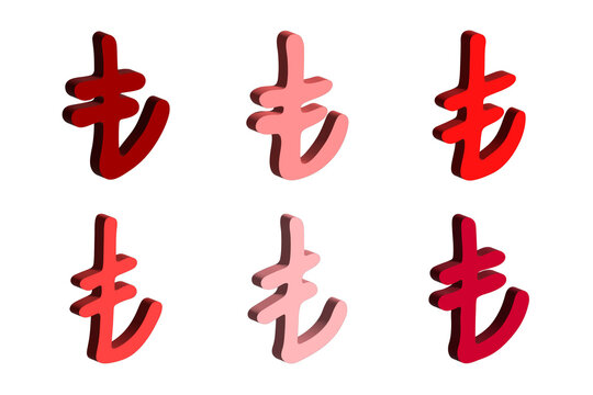 Set of hand drawn turkish lira currency symbol. Brush stroke doodle. Single element for design
