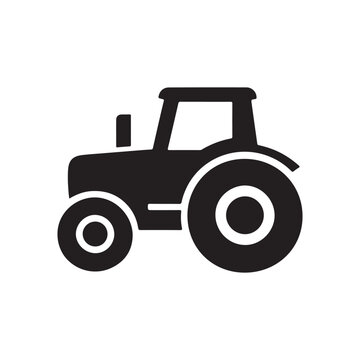 Farm tractor silhouette icon for agricultural and farming industry with industry