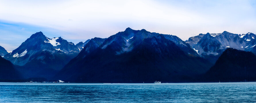 Seward Alaska seascape with view of Mount Alice and Resurrection Bay