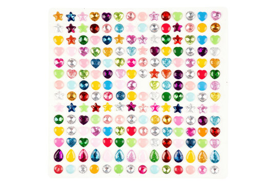 Colorful Adhesive Rhinestone Stickers in Heart Star and Round Shapes