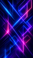 Obraz premium Symmetrical Vertical Blue and Pink Neon Line Abstract