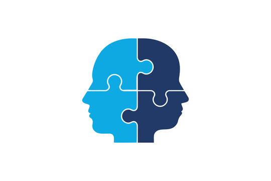 Head and puzzle combination silhouette