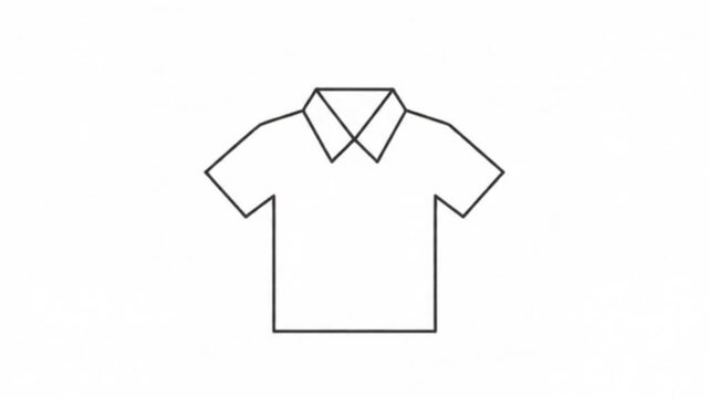 Minimalist black line drawing of a generic shirt icon on a clean white background