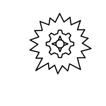 Gear with jagged explosion symbol