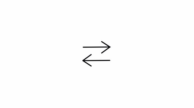 swap icon, Transfer arrows outline icon. Left right arrows simple line icon animation Transparent background 4k, linear style sign for mobile concept and web design, Alpha Channel
