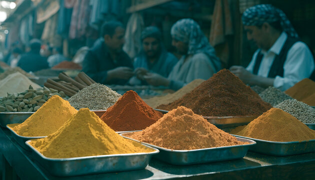 Colorful Assortment of Fresh Ground Spices at a Traditional Market