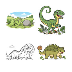 Obraz premium Colorful cartoon dinosaurs characters set for children educational content