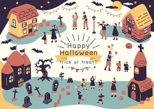 ハロウィンを楽しむ人達