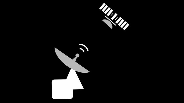 Satellite Communication Icon with Ground Dish Antenna Animation