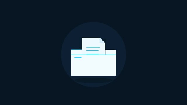 Printer Vector Icon with Printed Document Paper in Modern Flat Minimalist Style for Office and Technology Concepts