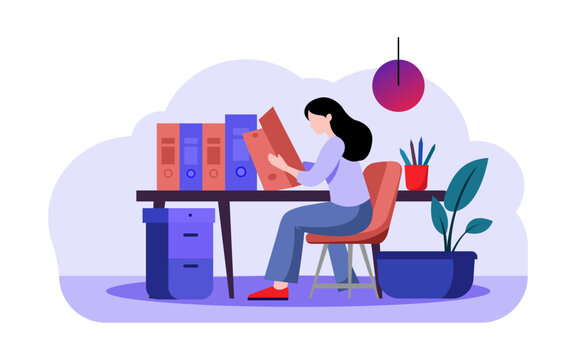 Woman Organizing Office Files