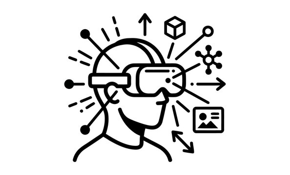 Virtual Reality Headset User Flat Vector Icon