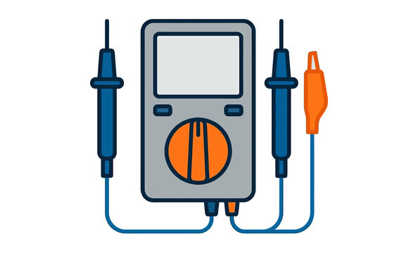Digital Multimeter Vector Illustration with Test Probes