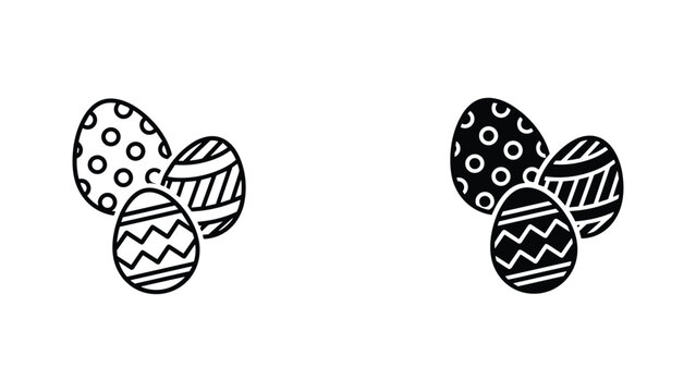 Three decorated Easter eggs vector icon collection with various patterns
