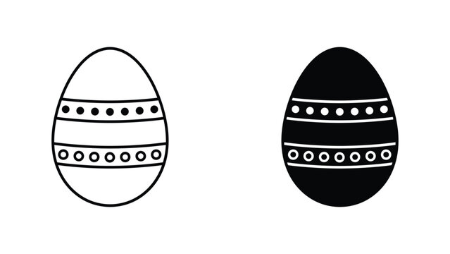 Single decorated Easter egg vector symbol with horizontal dotted bands