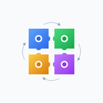4 piece interlocking puzzle business process infographic vector